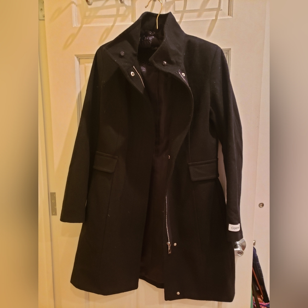 XS Calvin Klein Women's Wool-Blend Full Zip walker coat, size XS